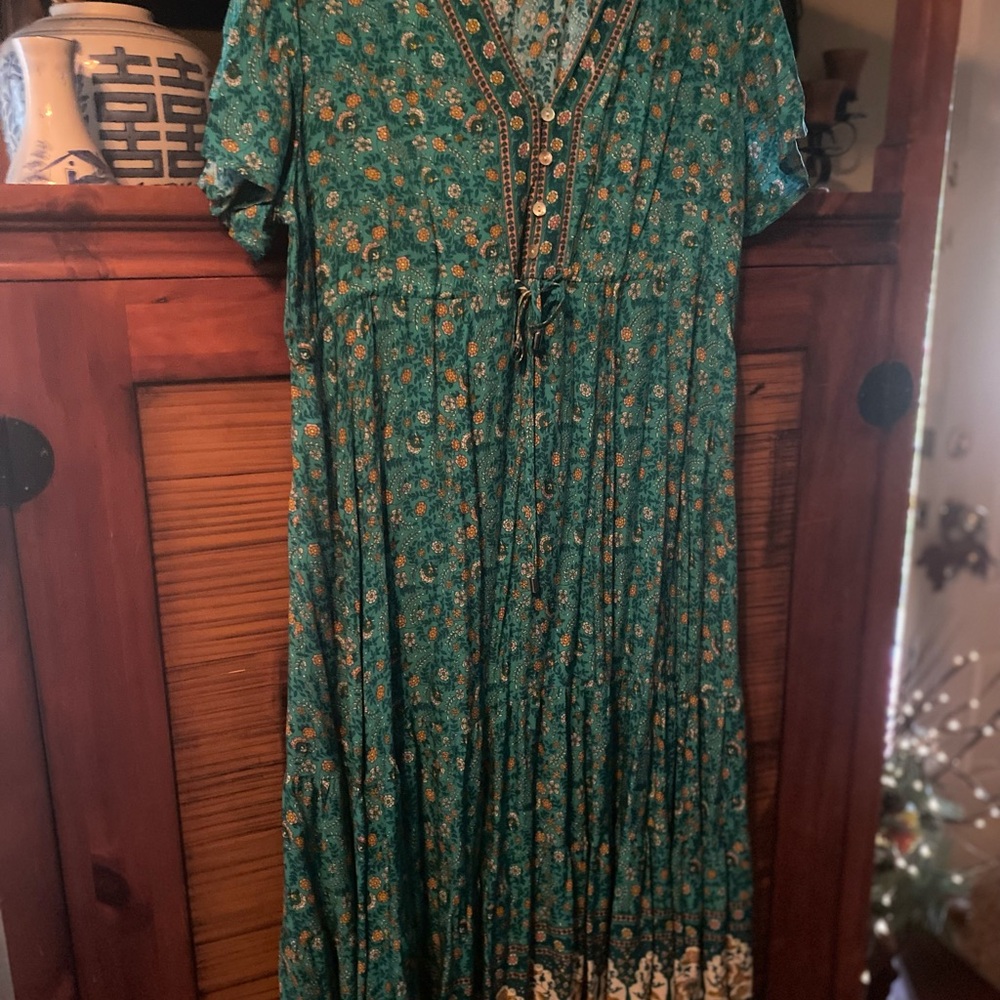 Floral Green Maxi Dress freestyle